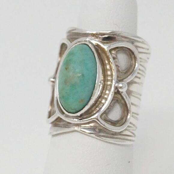 Vintage Women's DTR Turquoise Sterling Silver Ring - Size 6.5 - Picture 6 of 10